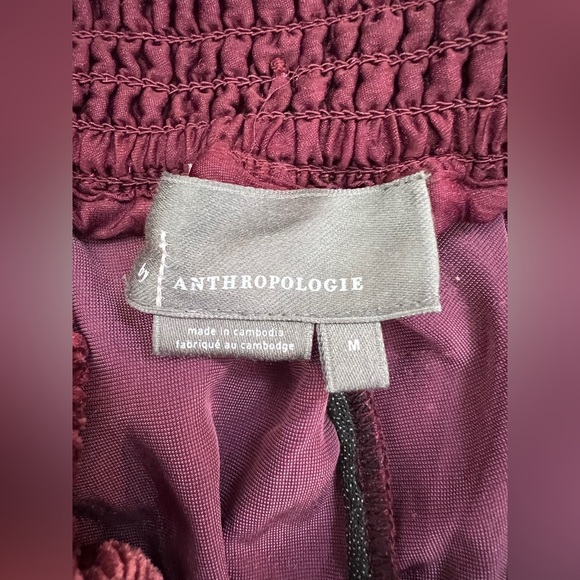 By Anthropologie Red Velvet Joggers Tapered Cuffs Pants M - Picture 5 of 9